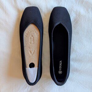 Vivaia Black Margot 2.0 Flats -  39.5 Wide / 8.5 W